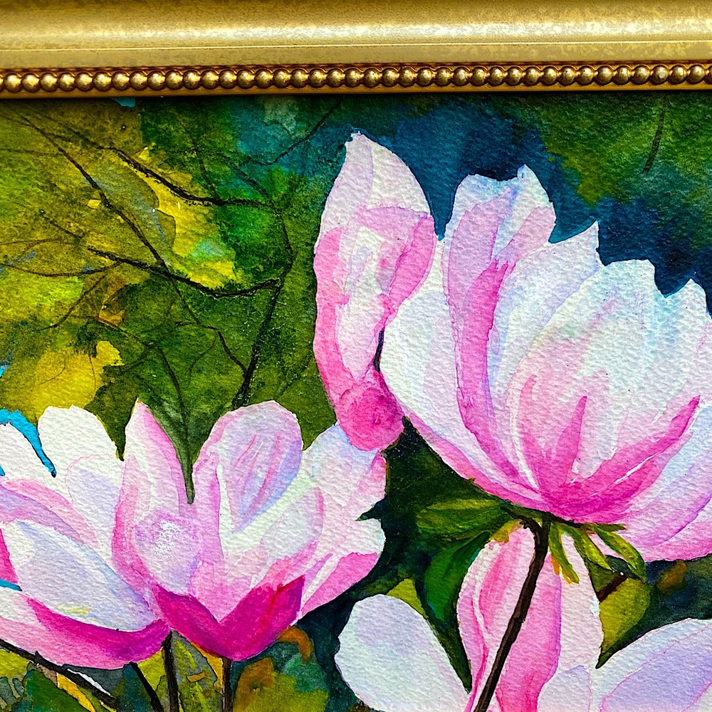 Original watercolor painting Magnolia Blossom